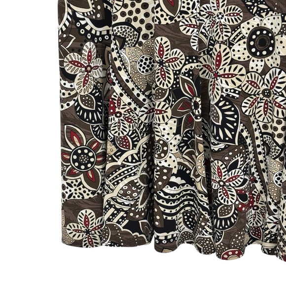 Chico’s 3 (US 16) Brown/Tan Polyester/Spandex Floral Print Elastic Waist Skirt - Picture 5 of 9